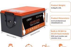 CHINS 48V Lithium Battery Golf Cart 102AH, 200A BMS, Includes Charger, 5000+ Cycles