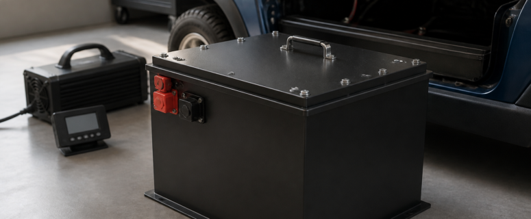 CHINS 48V Lithium Golf Cart Batteries 105AH, 200A BMS, Includes 18A Charger, Monitor, 5000+ Cycles