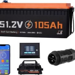 VEVOR 48V (51.2V) 105AH Lithium Golf Cart Battery with 18A Charger Kit