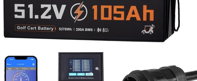 VEVOR 48V (51.2V) 105AH Lithium Golf Cart Battery with 18A Charger Kit